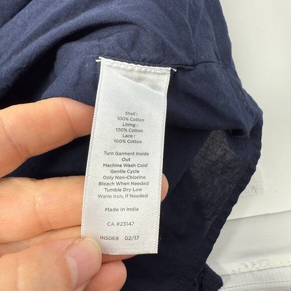 Talbots Navy Eyelet Shift Dress Size 10 100% Cotton EUC Classic, Coastal - Picture 6 of 8